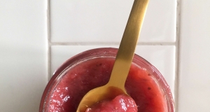 Rosy Strawberry Rhubarb Applesauce