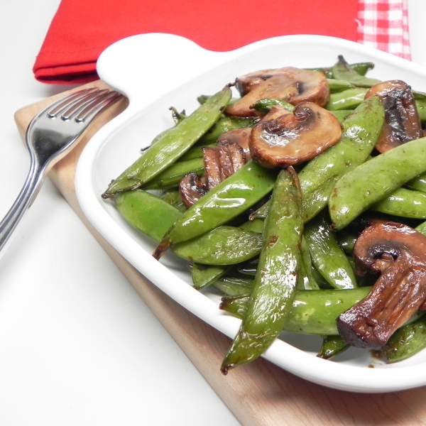 Air Fryer Teriyaki Snap Peas and Mushrooms