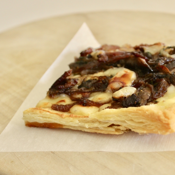 Savory Mushroom, Onion, and Bacon Puff Pastry Tart