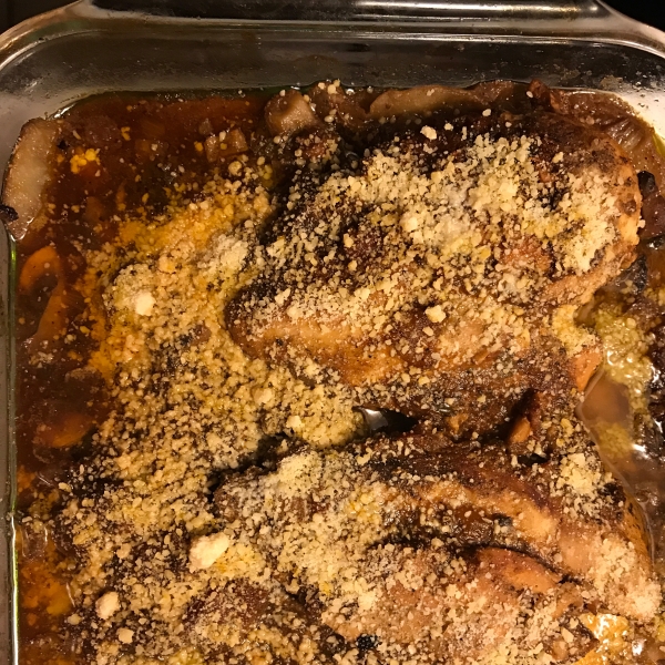 Chicken Marsala with Eggplant and Pasta Casserole