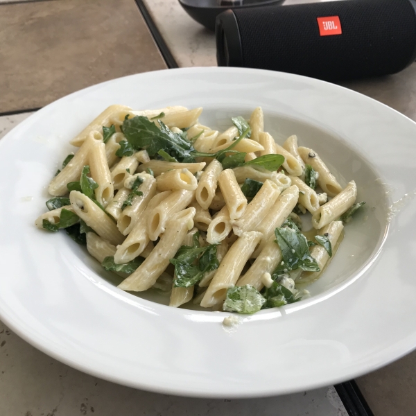 Goat Cheese and Arugula over Penne