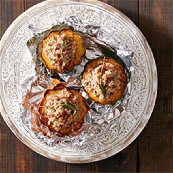 Stuffed Squash with Bacon, Dates and Sage