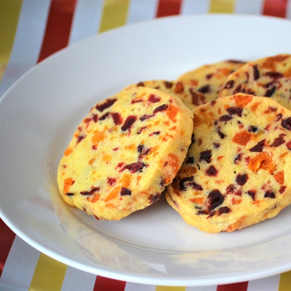 Cranberry-Orange Shortbread Cookies with Apricots