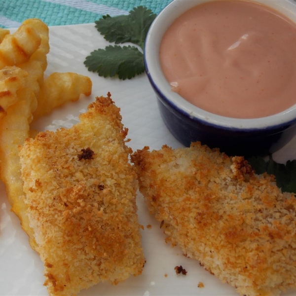 Parmesan Fish Sticks with Malt Vinegar Dipping Sauce