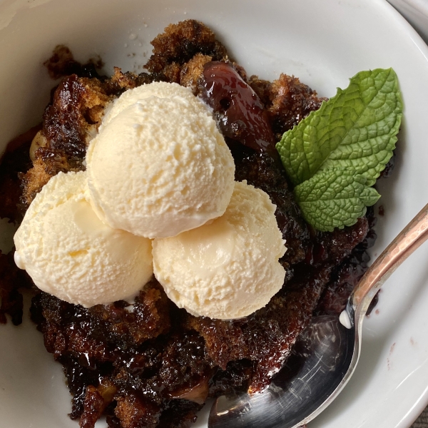 Peach, Berry, and Rhubarb Dump Cake