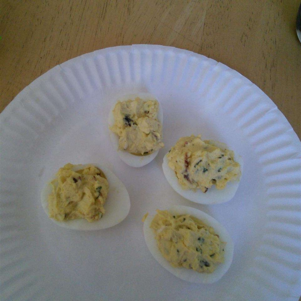 Garlic, Basil, and Bacon Deviled Eggs