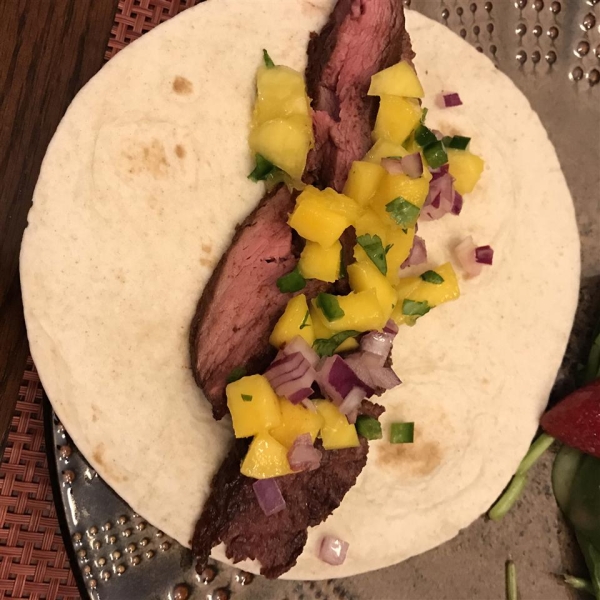 Mango Salsa Steak Fajitas