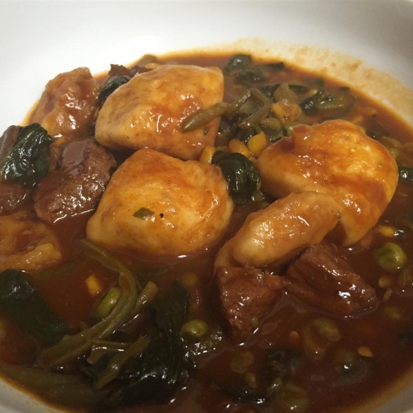 Beef and Veggie Stew with Dumplings