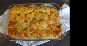 Easy Breakfast Casserole with Biscuits and Gravy