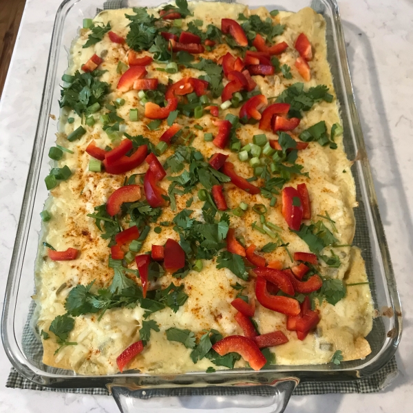 Chicken Enchiladas with Creamy Green Chile Sauce