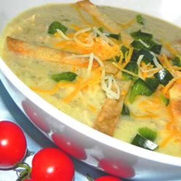 Restaurant-Style Cheesy Poblano Pepper Soup