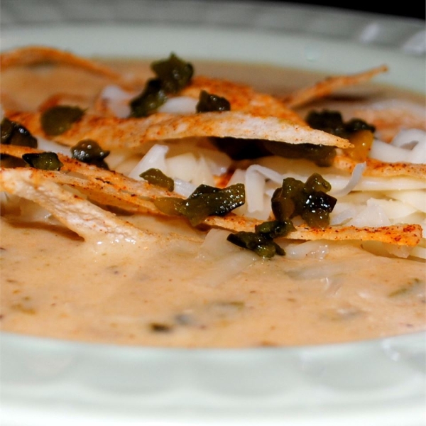 Restaurant-Style Cheesy Poblano Pepper Soup