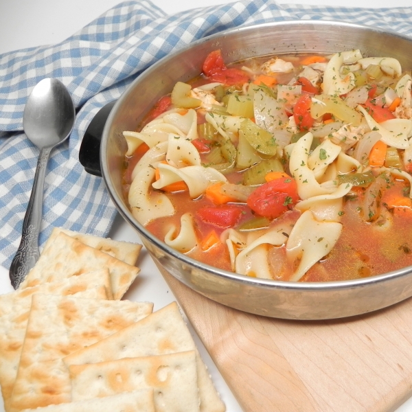 Slow Cooker Chicken Vegetable Soup with Egg Noodles