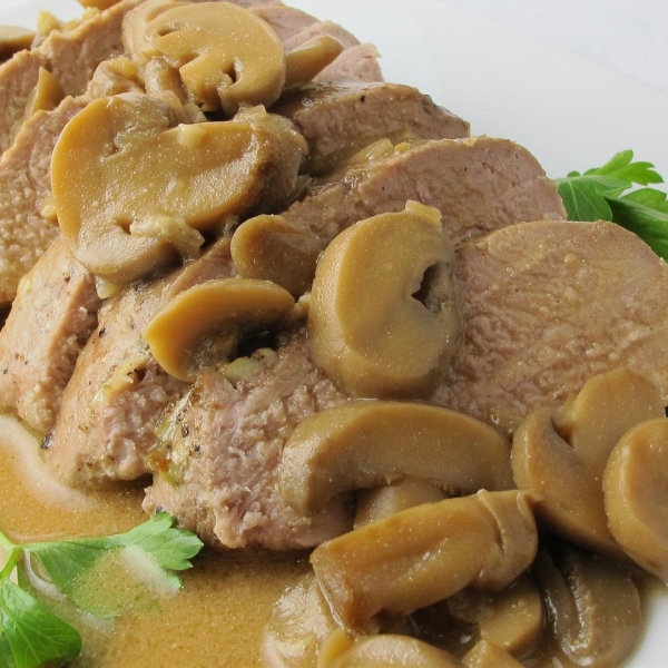 Garlic Pork Tenderloin with Mushroom Gravy