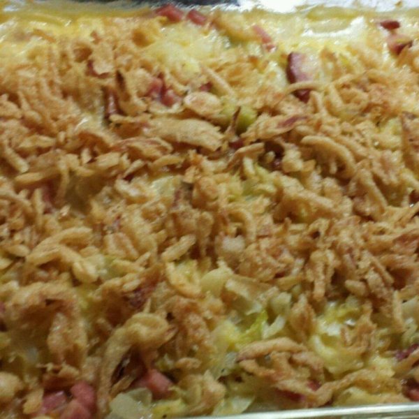 Scalloped Cabbage with Ham and Cheese