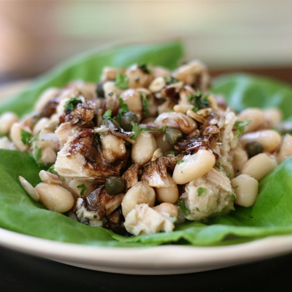 Tuna and White Bean Lettuce Wraps with Balsamic Syrup