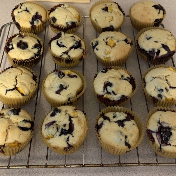 Mango Blueberry Muffins With Coconut Streusel