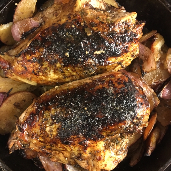 Balsamic Chicken with Red Onions and Potatoes