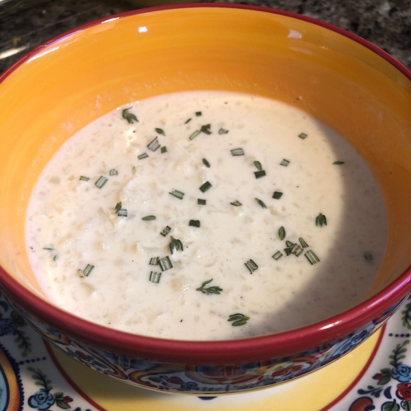 Creamy Cauliflower and Asiago Soup