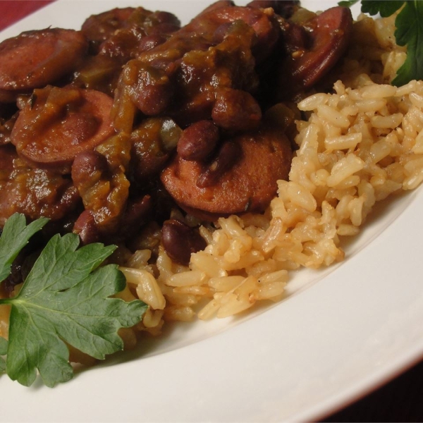 Slow Cooker Creole Black Beans and Sausage