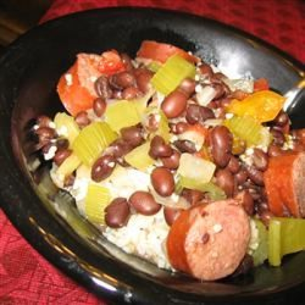 Slow Cooker Creole Black Beans and Sausage