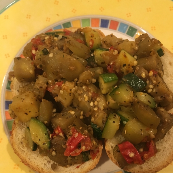 Veggie Delight on Garlic Bread