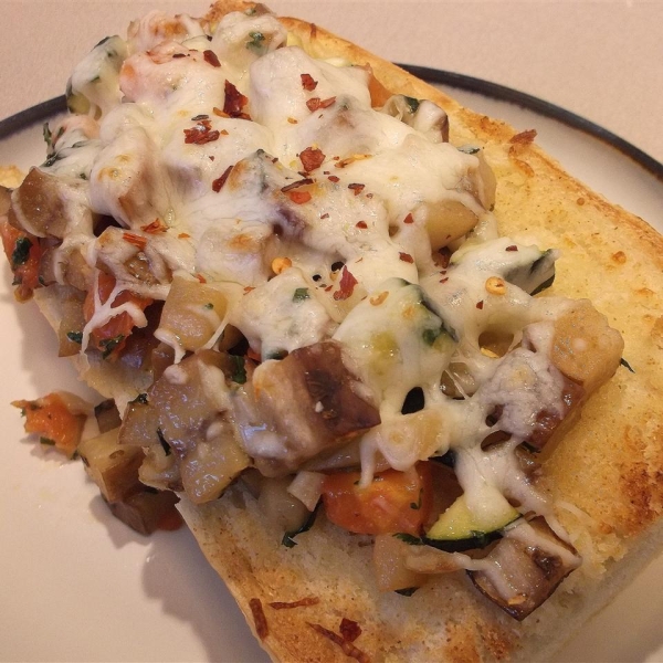 Veggie Delight on Garlic Bread
