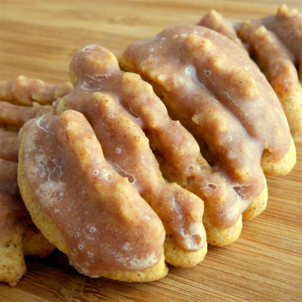 Iced Spiced Pumpkin Spritz Cookies