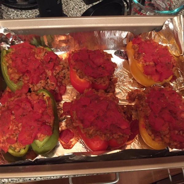 Bison and Brown Rice Stuffed Peppers