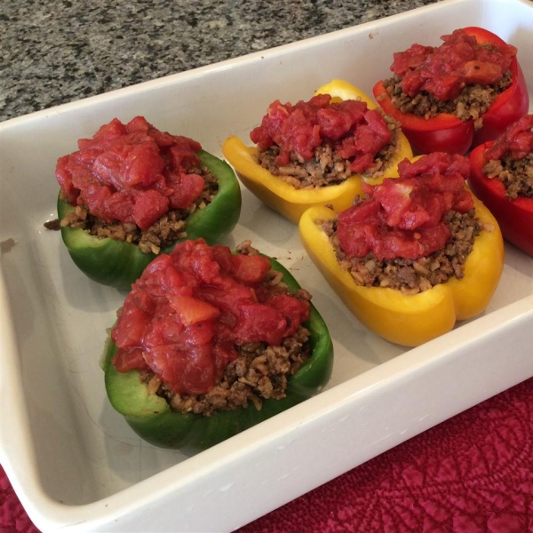 Bison and Brown Rice Stuffed Peppers