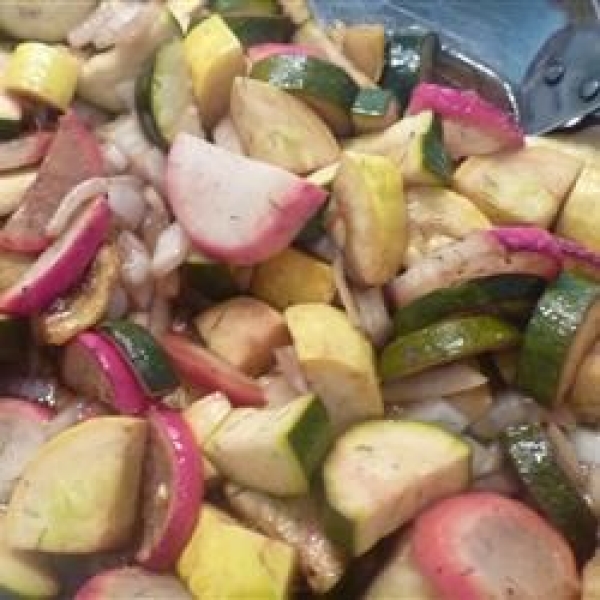 Broiled Summer Squash With Radish