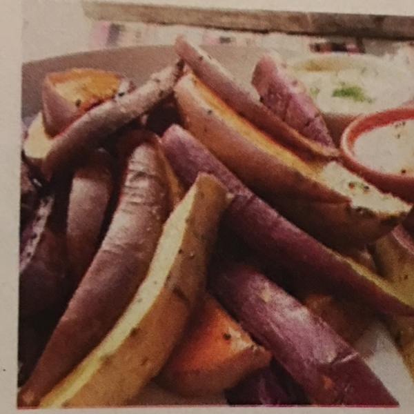 Roasted Rainbow Sweet Potatoes with Dipping Sauce 2 Ways