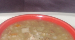 Creamy Beef Mushroom Barley Soup in a Slow Cooker