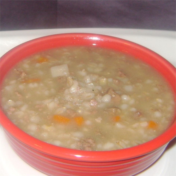 Creamy Beef Mushroom Barley Soup in a Slow Cooker