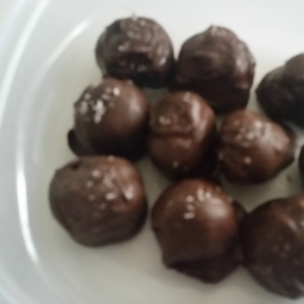 Salted Dark Chocolate Hazelnut Caramel Truffles