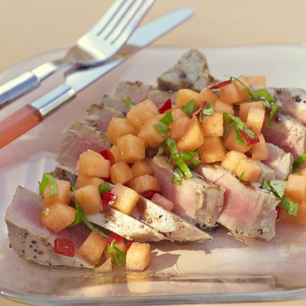 Tuna Steaks with Melon Salsa