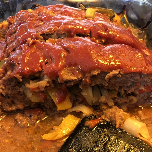 Onion- and Pepper-Stuffed Meatloaf