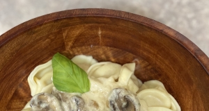 Lighter Mushroom Tortellini Alfredo