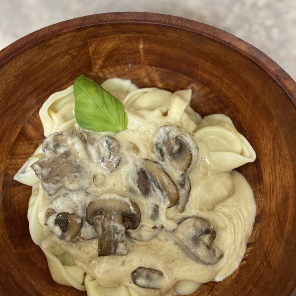 Lighter Mushroom Tortellini Alfredo