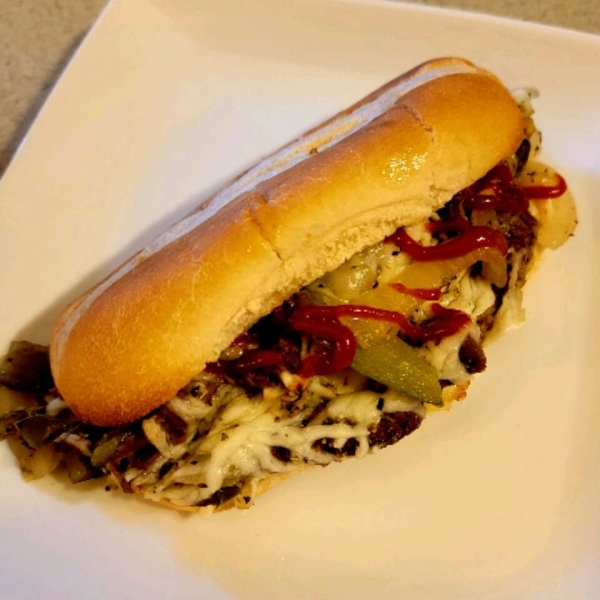 Philly Cheesesteak Sandwich with Garlic Mayo