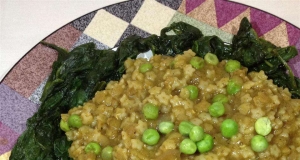 Curried Quinoa with Red Lentils and Kale