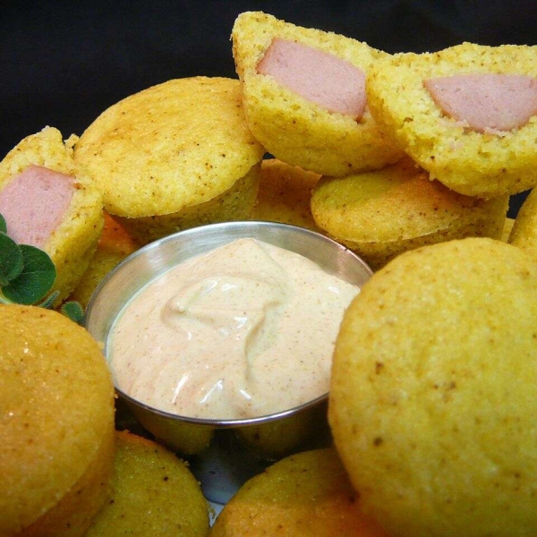 Mini Southwestern Corn Pup Muffins with Fiesta Dipping Sauce