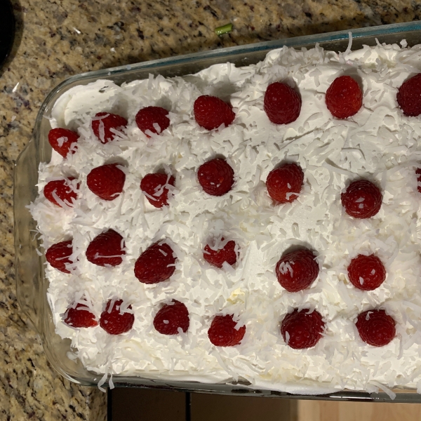 Raspberry Coconut Poke Cake