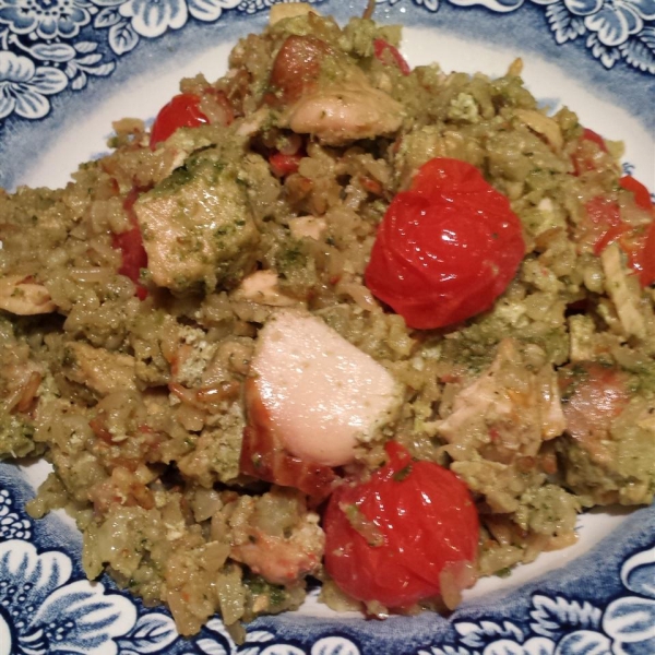 Salmon and Pesto with Rice