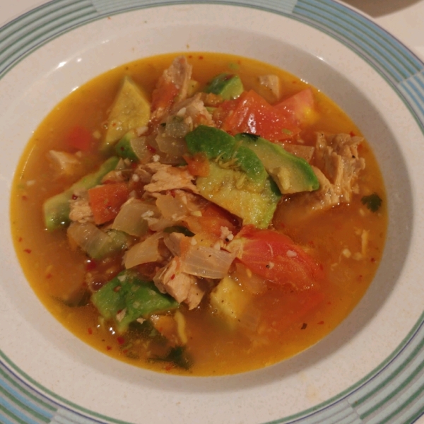 Avocado Soup with Chicken and Lime