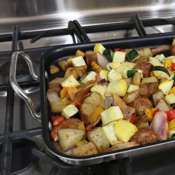 Sausage, Shallot, and Squash One-Pan Meal