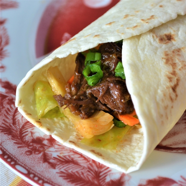 Kalbi-Style Braised Beef Cheek Tacos