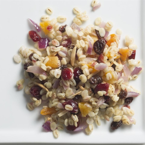 Warm Jeweled Barley Salad with Honey-Mustard Dressing