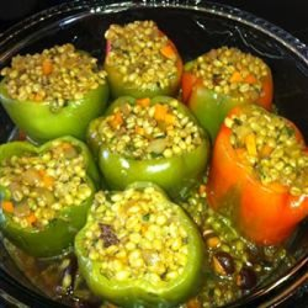 Vegan Wheat Berry-Stuffed Peppers