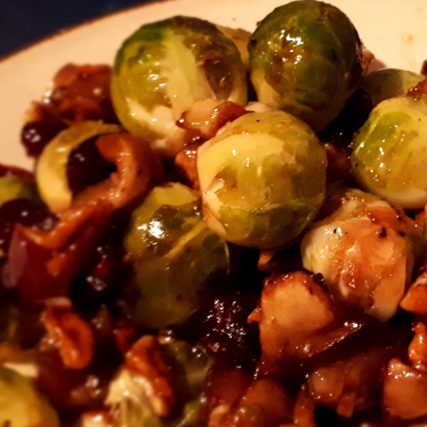 Maple-Roasted Brussels Sprouts with Apples and Cranberries